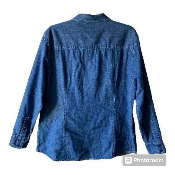 Classic Elements Halloween Embroidered Chambray Button Down Women Sz 14 Teachers - Picture 2 of 8